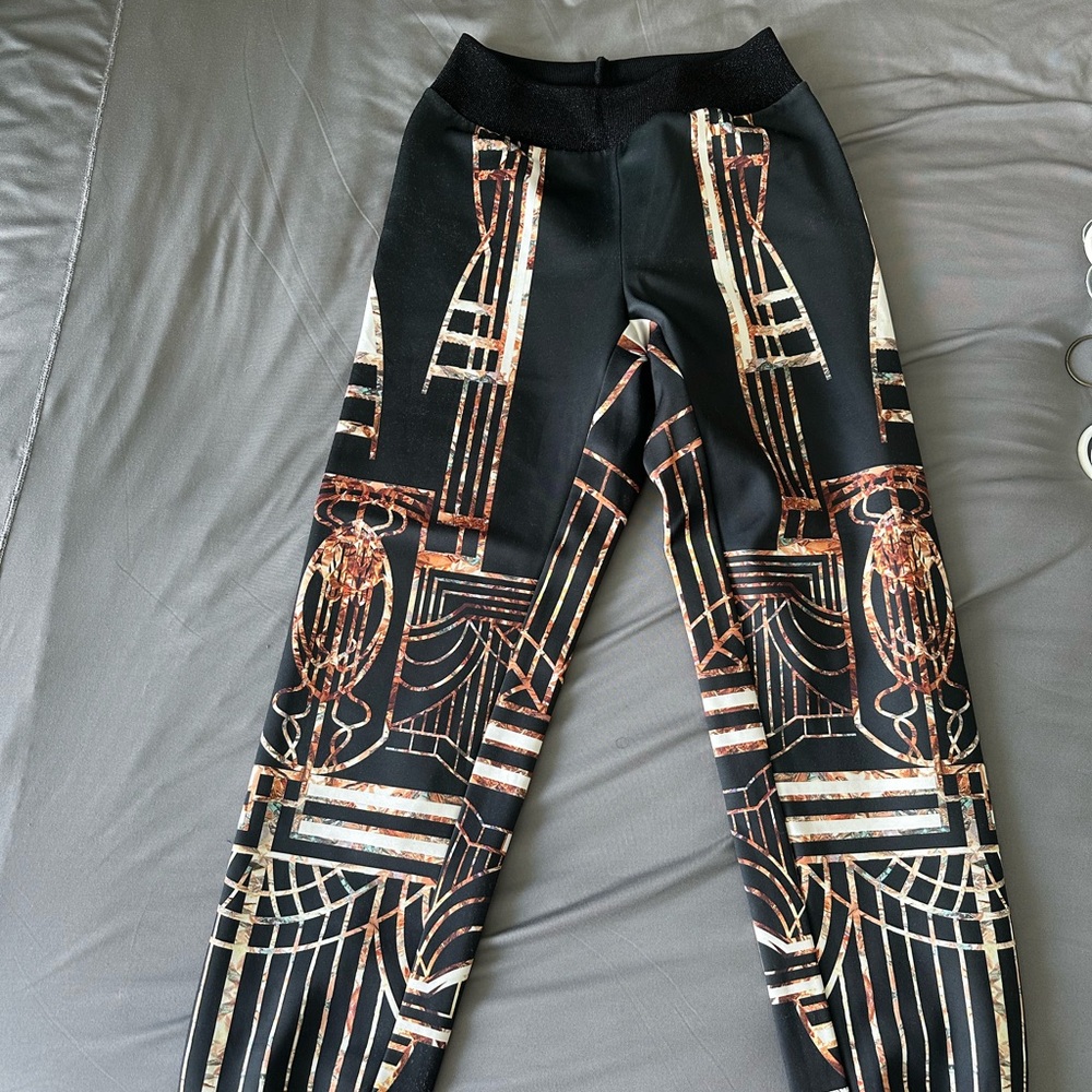 Art Deco Patterned Black Pants
